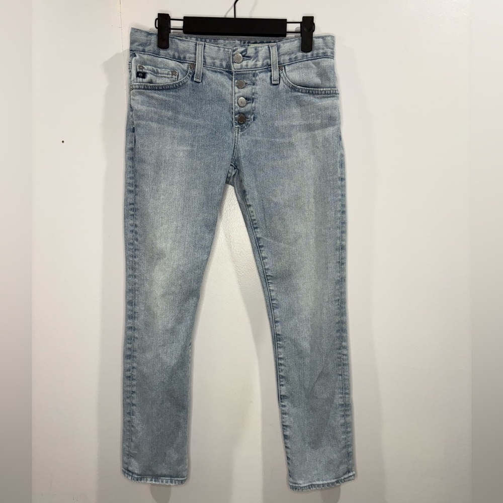Women's Anthropologie AG Nolan Button Up Ankle Light Wash Jeans Size 25R